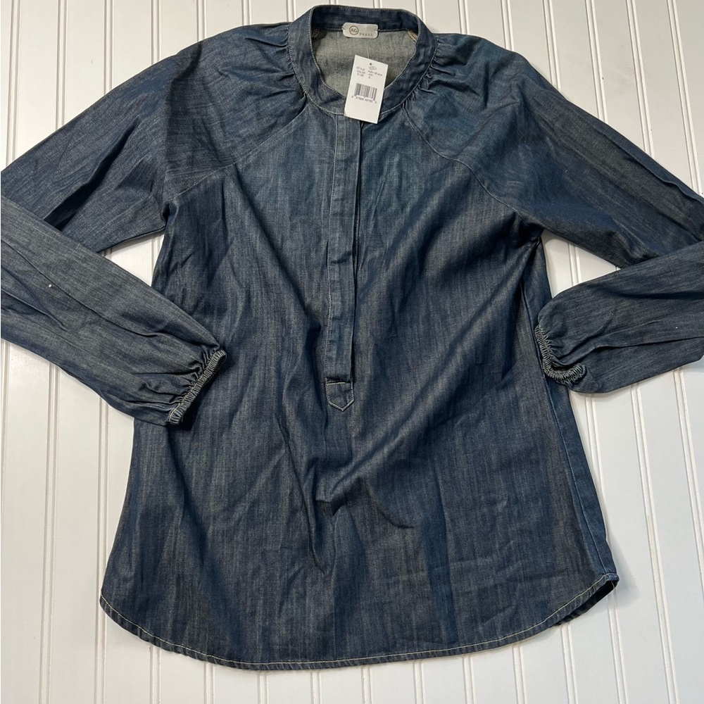 AG ADRIANO GOLDSCHMIED JEANS Tunic Top Dark DENIM SHIRT Small NEW.     107